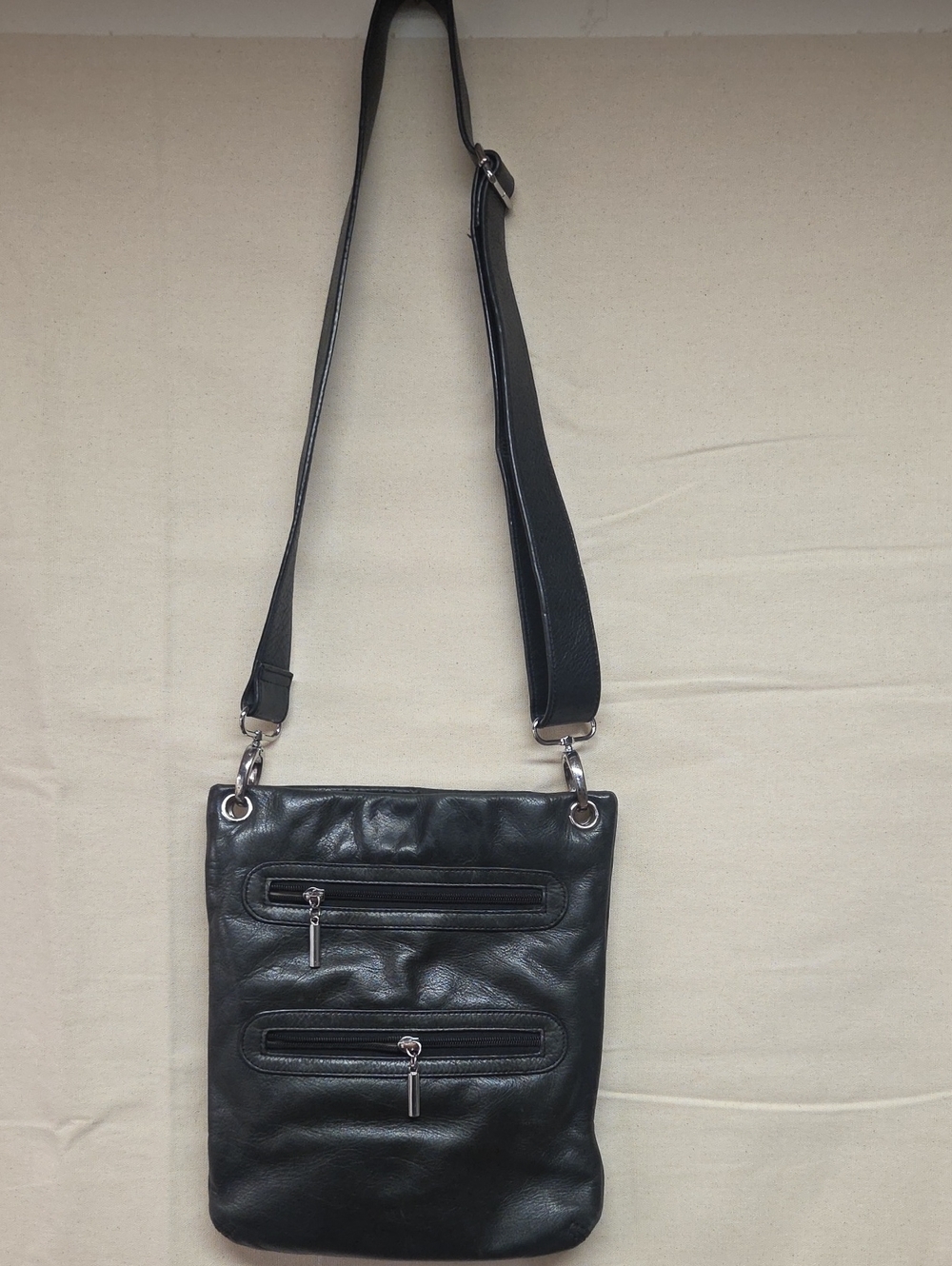 Margot Black Leather Crossbody Bag